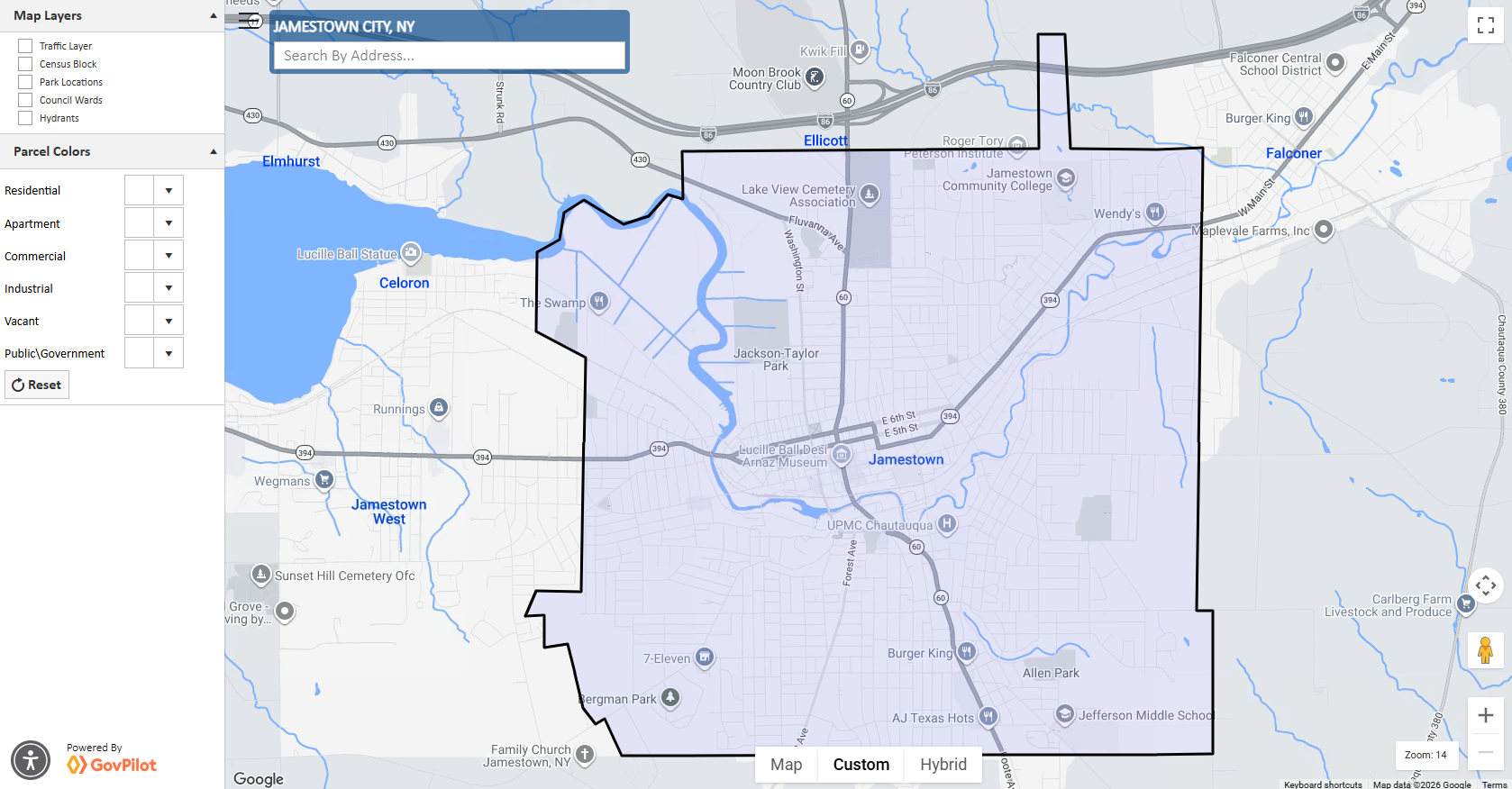 Explore the City of Jamestown GovPilot Map